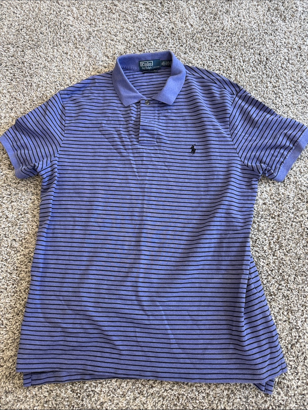Ralph Lauren Purple and Black Striped Polo Shirt
